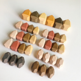  Wooden Building Block Colored Stone Creative Educational Toys Nordic Style